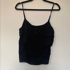 🩷🩵Ruffle Black Spaghetti Strap Tank Top